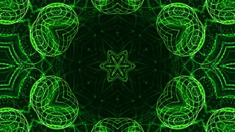 4k looped sci-fi 3d background with glow green particles form lines, surfaces Stock Footage 133195696