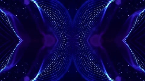 4k looped sci-fi 3d abstract animation. Glow blue particles form lines Stock Footage 133196627
