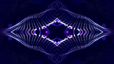 4k looped sci-fi 3d abstract background. Glow blue particles form lines Stock Footage 136401499
