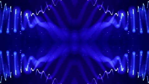 4k looped sci-fi 3d abstract background. Glow blue particles form lines Stock Footage 136401541