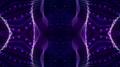 4k looped sci-fi 3d abstract animation. Glow blue particles form lines Stock Footage 136403290