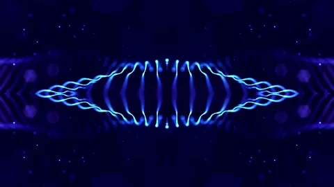 4k looped sci-fi 3d abstract animation. Glow blue particles form lines Stock Footage 136403326