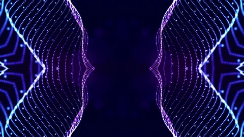 4k looped sci-fi 3d abstract animation. Glow blue particles form lines Stock Footage 136403478