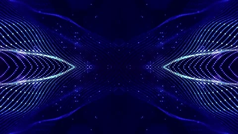 4k looped sci-fi 3d abstract animation. Glow blue particles form lines Stock Footage 136403625