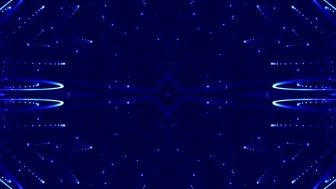 4k looped sci-fi 3d abstract animation. Glow blue particles form lines Stock Footage 136403803