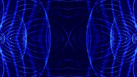 4k looped sci-fi 3d abstract animation. Glow blue particles form lines Stock Footage 136403888