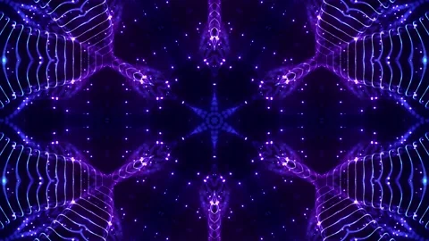 4k looped sci-fi 3d background with glow blue particles form lines, surfaces Stock Footage 136405611
