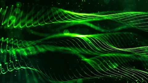 4k looped sci-fi green background with bokeh and light effects. Glow green color Stock Footage 136406345