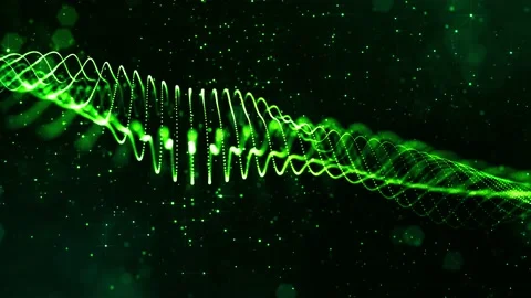 4k looped sci-fi green background with bokeh and light effects. Glow green color Stock Footage 136406426