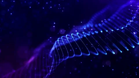 4k looped sci-fi particle background with bokeh and light effects. Glow blue Stock Footage 133185772