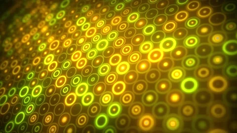 4K Looped Yellow Circle Shape Pattern Blinking Science Background Concept Stockbeeldmateriaal 204155464
