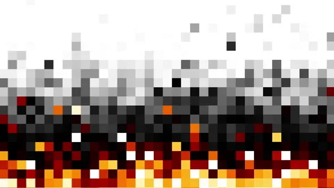 4K Looping Abstract background with a pixel fire border, fire effect pixel 動画素材 283398473