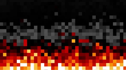 4K Looping Abstract background with a pixel fire border, fire effect pixel 動画素材 283539334