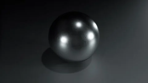 4K Looping Animation of Shiny Black Metal Sphere with Orbiting Camera, Minimal Stock Footage 310143845