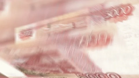 4K Looping Banknote Counting 5000 Rubles 1 Video stock 113302004