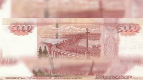 4K Looping Banknote Counting 5000 Rubles 2 Video stock 113302087