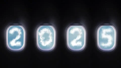 4K looping. cloud 2025 outside the plane window Stock Footage 293921602