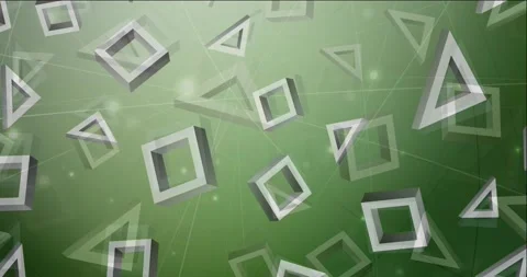 4K looping dark green animation in triangular, square style. Stock Footage 213456017