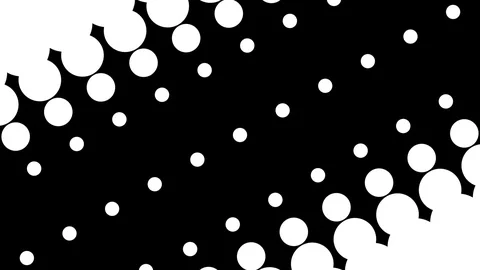 4K Looping dynamic black and white many dot circle changing big and small size Video stock 86824356