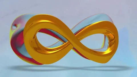 4K Looping Golden Infinity Shape with Iridescent Reflections on Soft Background. Stock Footage 321861907