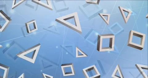 4K looping light blue, yellow animation in triangular, square style. Stock Footage 153050603