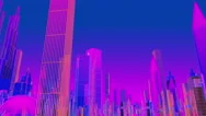 4K Looping Neon Cyber City Stock Footage