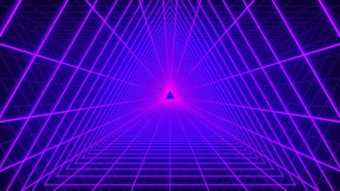 4K Looping Neon Grid Tunnel Triangle 스톡 동영상 108532145