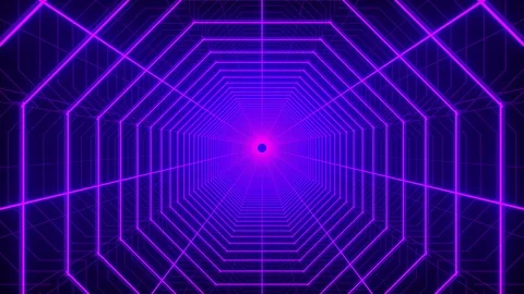 4K Looping Neon Grid Tunnel Octagon Video stock 108532148