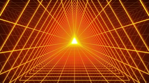 4K Looping Orange Grid Tunnel Triangle Video stock 108538406