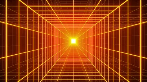 4K Looping Orange Grid Tunnel Square 스톡 동영상 108538407