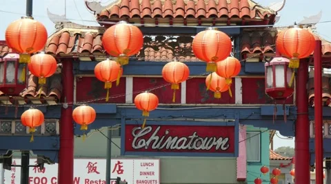 4K Los Angeles Chinatown Sign Stock Footage