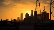 4K. Los Angeles City. Sunset Downtown La Skyline. Motion Timelapse (Hyperlapse) Stock Footage
