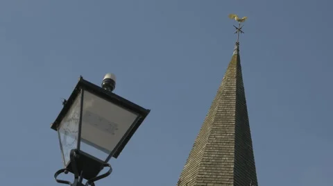 4K Low Angle Church Clock Tower Steeple | Stock Video | Pond5