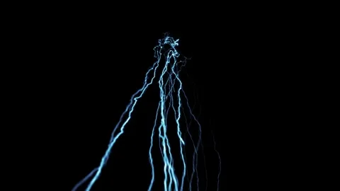 4K Low Angle Electric Energy Lightning Bolt Overlay on Black Screen Stock Footage 340596010