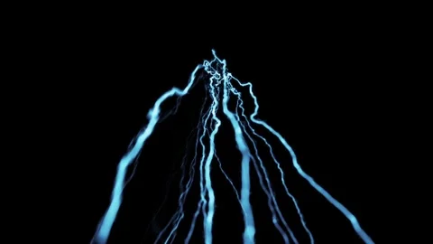 4K Low Angle Electric Lightning Bolt VFX Overlay on Black Background Stock Footage 340596382