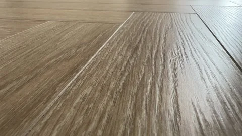 4K - Low Angle Macro Close Up Of Oak Herringbone Floor Wood Grain Texture Video stock 345431631
