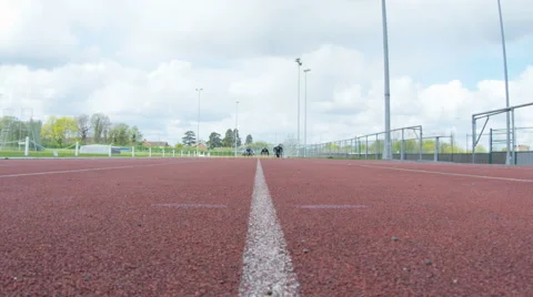 4K Low angle view of disabled wheelchair athletes competing in a race  Stock Footage 64604409