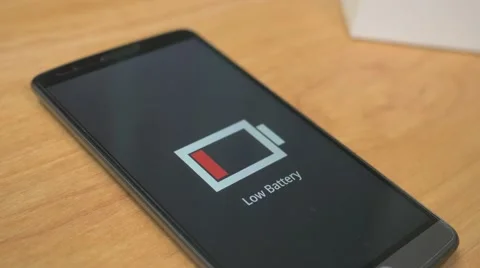 4K Low Battery Notification on Smartphone Stock Footage 63954642