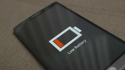 4K Low Battery Smartphone Warning Screen Stock Footage 63955701