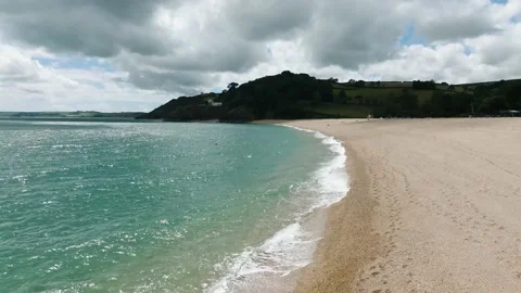4K Low Flight Along Blackpool Sands Beach Stock Footage 202039416