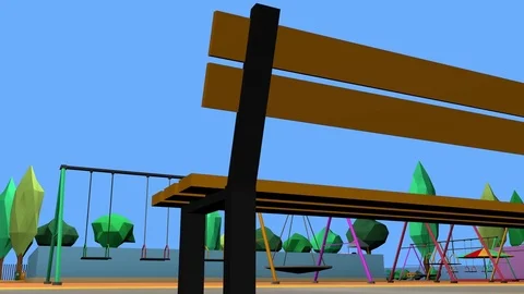 4K Low Poly Design Playground 3D Animation 5 Stock Footage 74020496