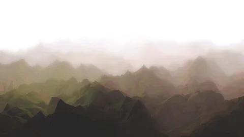 4K low poly green hills in morning mist. Stock Footage 101781831