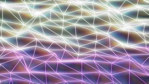 4k Low poly technology surface. Digital neon glowing landscape. Vídeos de archivo 112198159