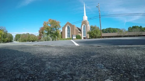 4K-Low Static Clip-Old Vintage Country Church Front Stock Footage 97835041