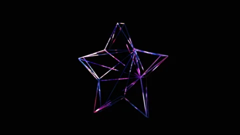 4k Lowpoly neon star. Slow rotate. iridescent color 스톡 동영상 139600600