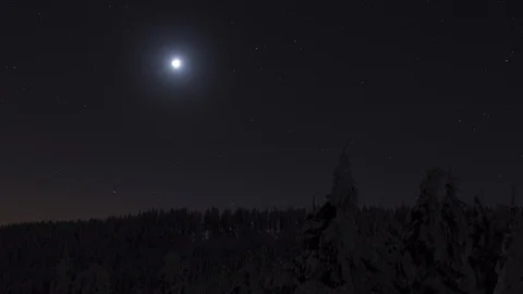 4K Lunar Eclipse, frozen trees, snow and pure winter Stock Footage 108043996