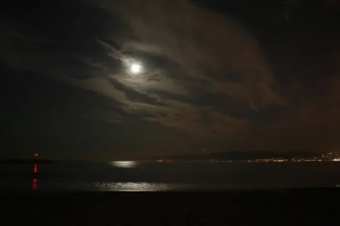 4K Lunar Eclipse Timelapse 08 Venice Beach, California Stock Footage