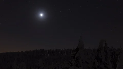 4K Lunar eclipse in winter Stock Footage 108070331