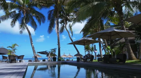 4K luxury resort in Mauritius Stock Footage 57779462