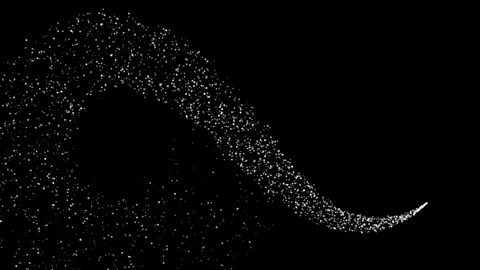 4K Luxury White Glitter Sparkles Line Trail with Fantasy Twinkle on Black Stock Footage 343750554